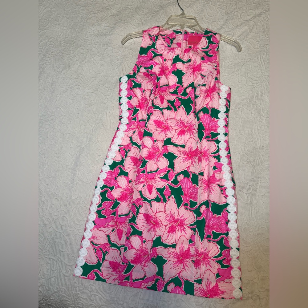 Lilly Pulitzer Pink and Green Floral Midi Dress
